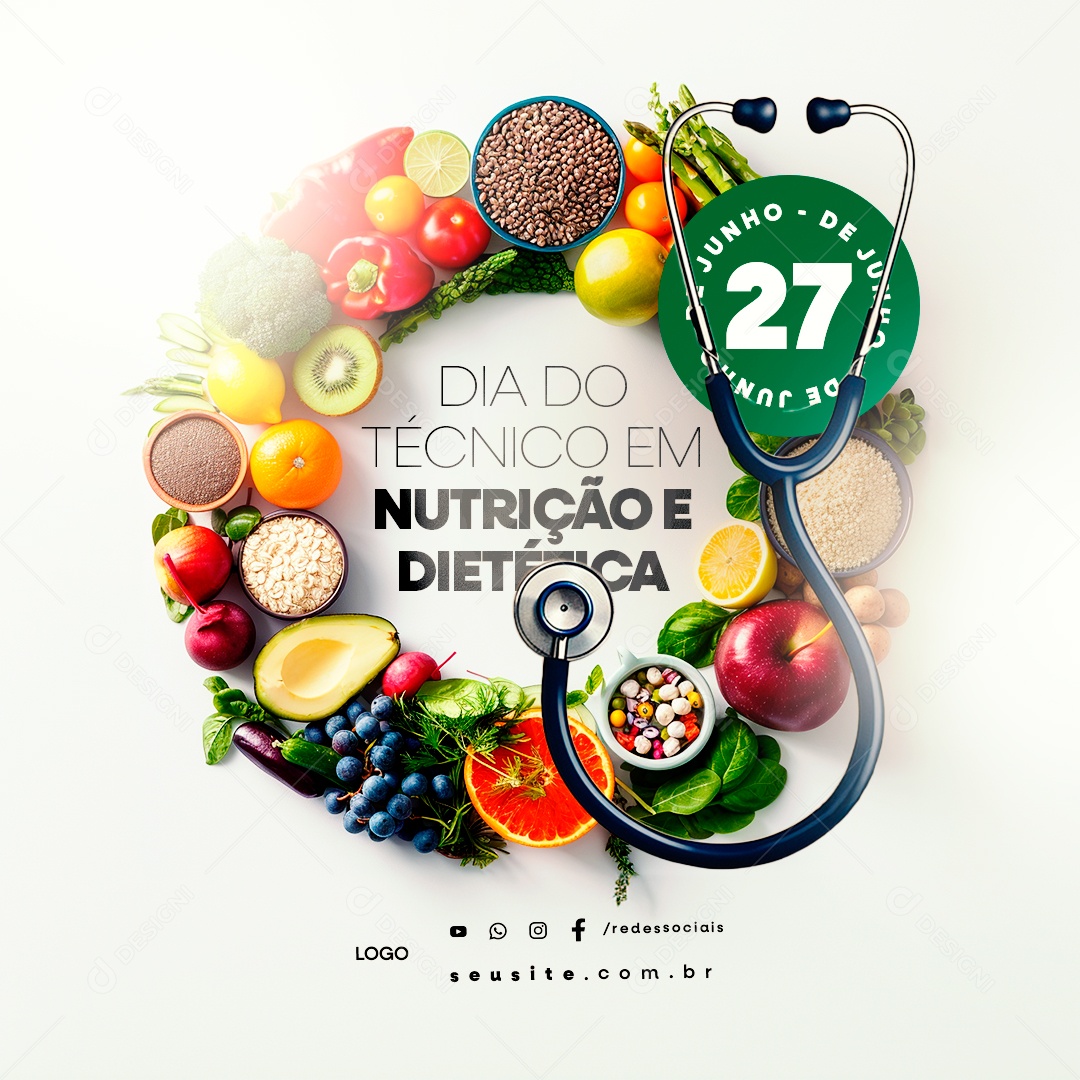 Social Media Dia do Técnico em Nutrição e Dietética 27 de Junho PSD Editável