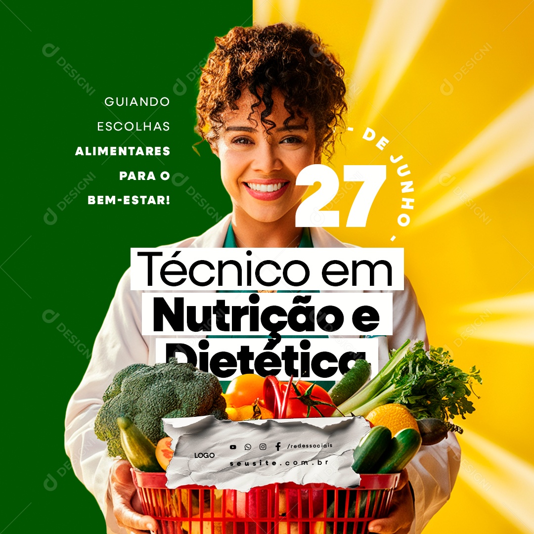Dia do Técnico em Nutrição e Dietética 27 de Junho Guiando Escolhas Social Media PSD Editável