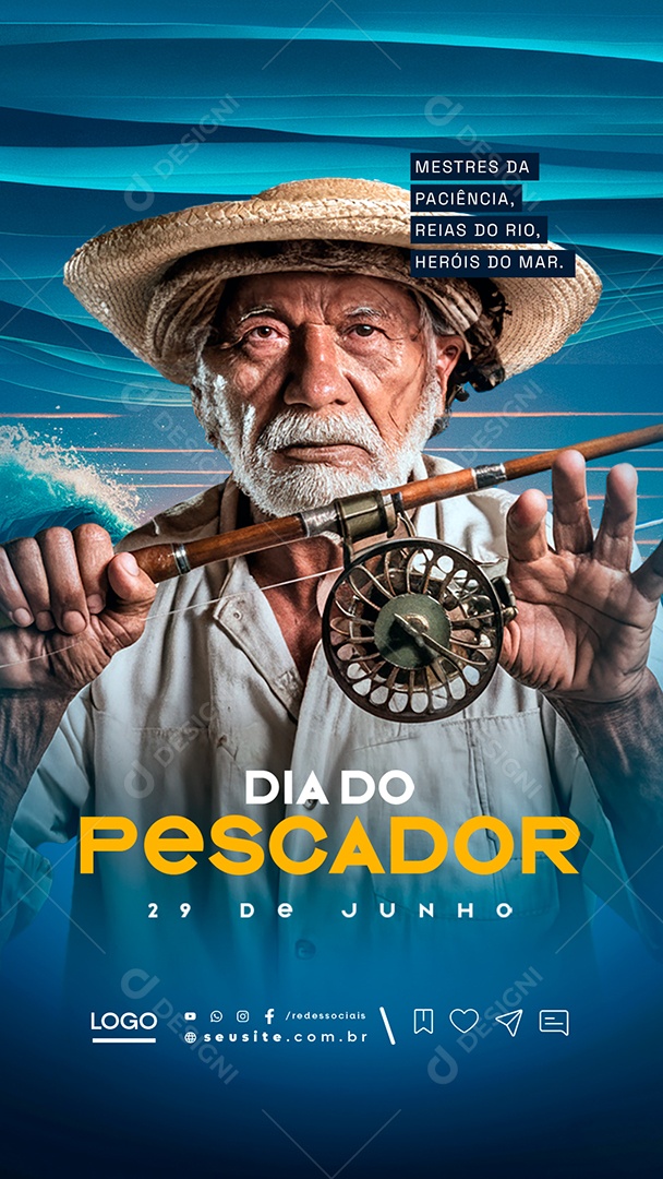 Story Dia do Pescador 29 de Junho Reais do Rio Heróis do Mar Social Media PSD Editável