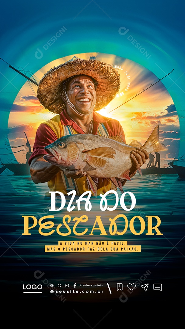 Story Dia do Pescador 29 de Junho a sua Paixão Social Media PSD Editável