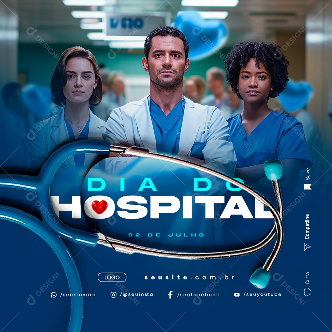 Dia do Hospital 02 de Julho Social Media PSD Editável