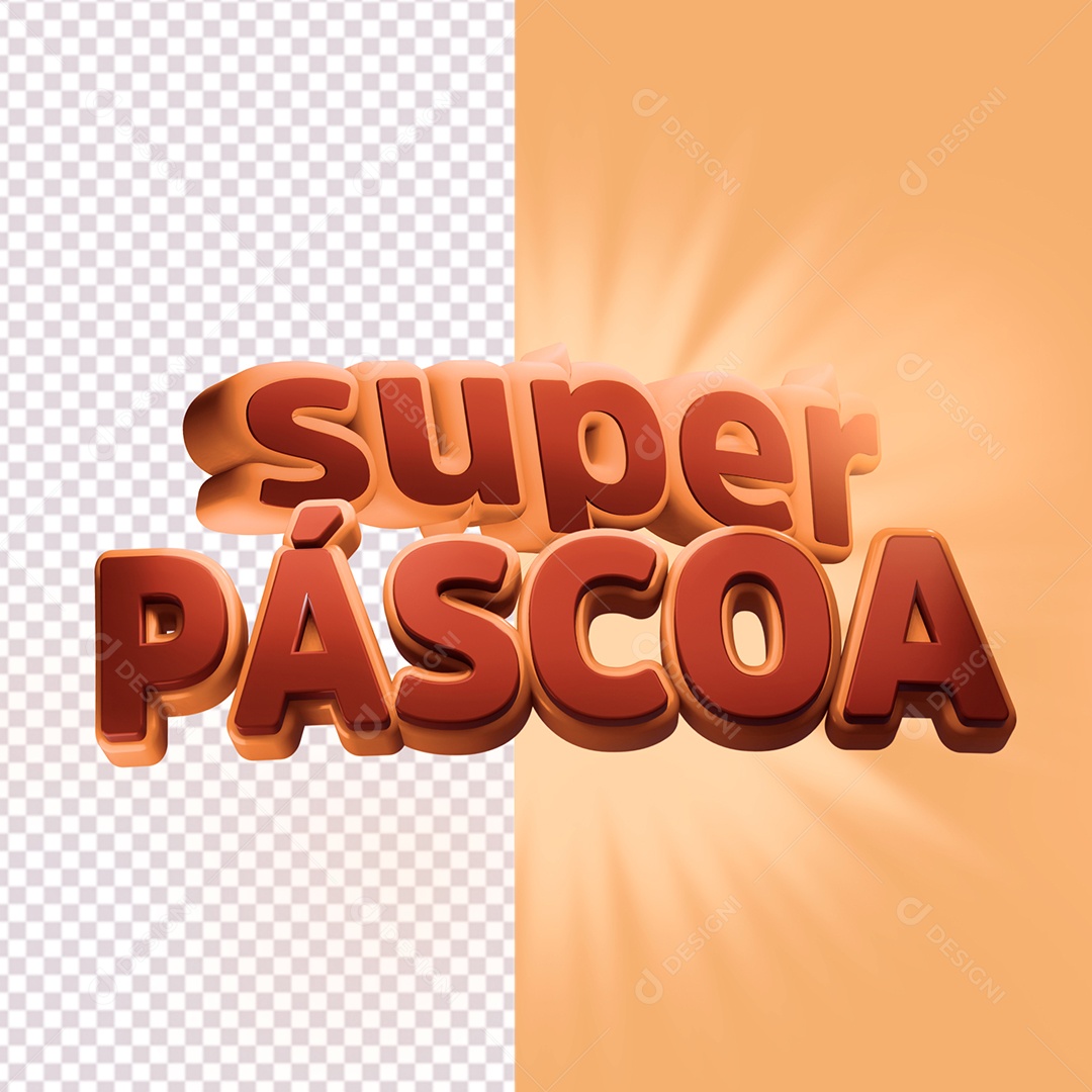 Texto 3D Super Páscoa Para Composição PSD