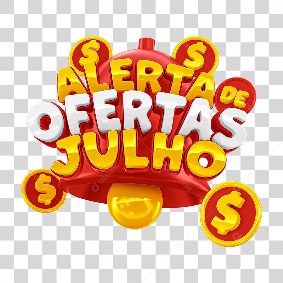 Selo 3D Alerta de Ofertas Julho PNG Transparente