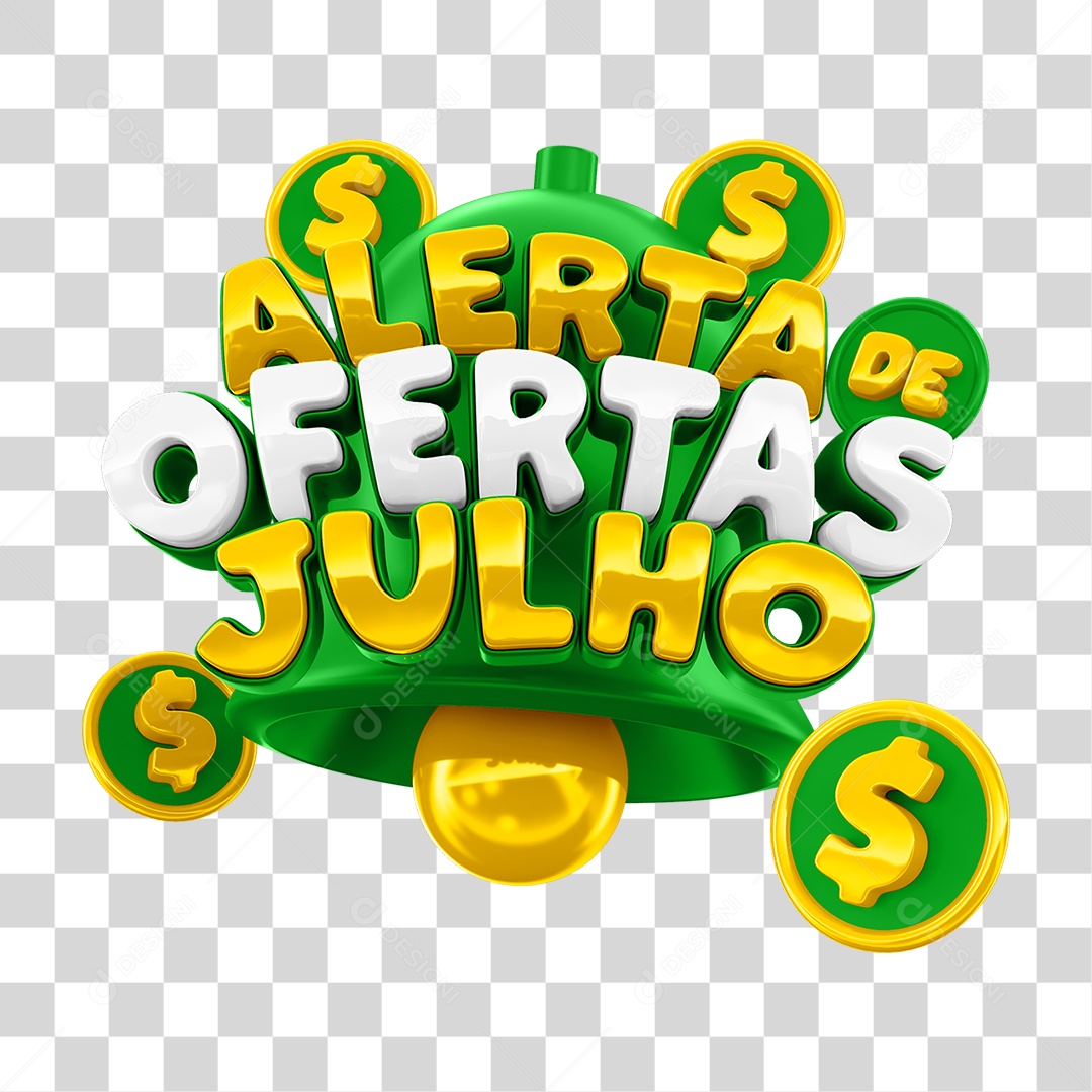 Selo 3D Alerta de Ofertas Julho PNG Transparente