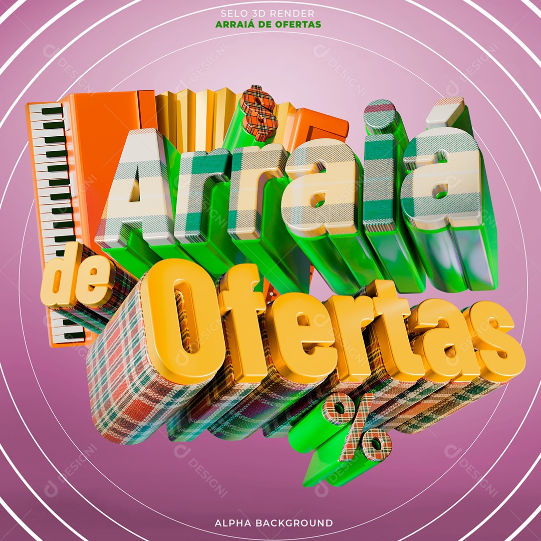 Selo 3D Arraiá de Ofertas Para Composição PSD
