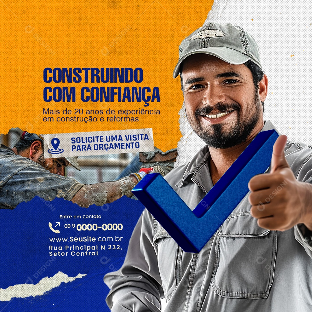 Construindo com Confiança Social Media PSD Editável