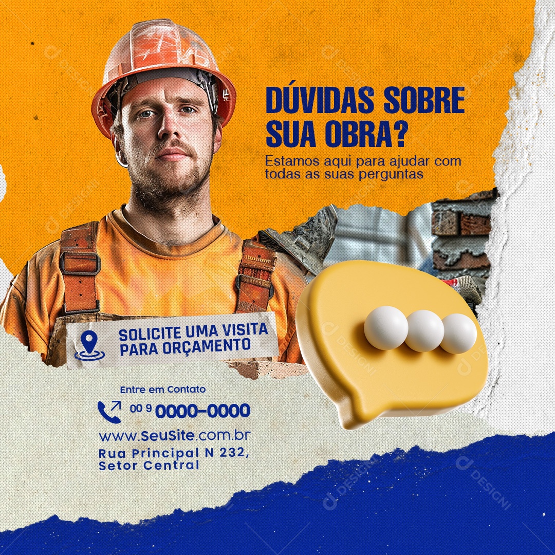 Dúvidas Sobre sua Obra Social Media PSD Editável