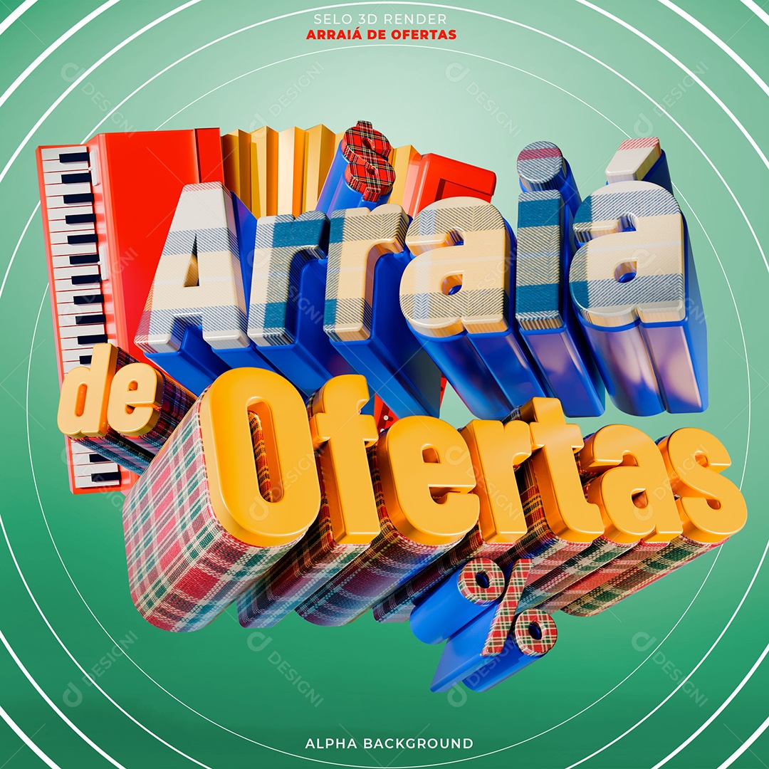 Selo 3D Arraiá de Ofertas Para Composição PSD