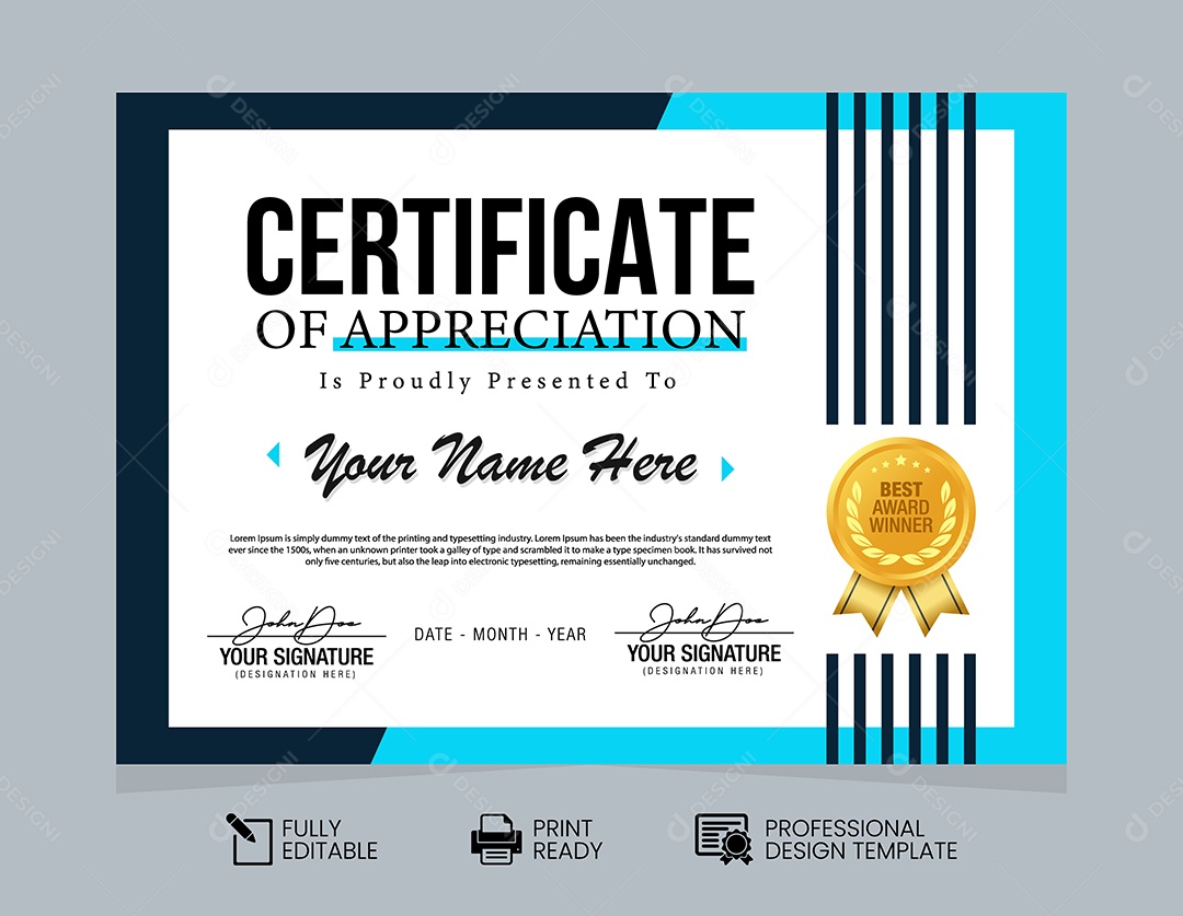 Modelo De Certificado Vetor EPS Editável