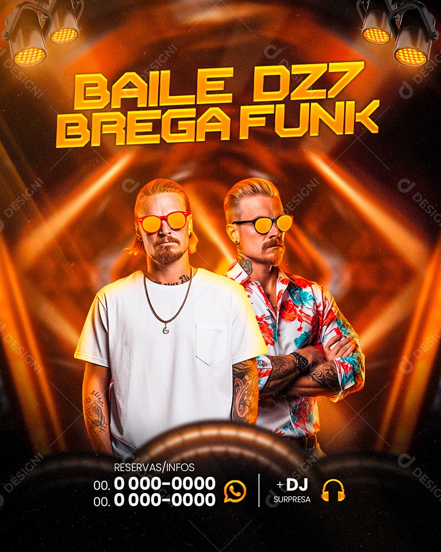 Flyer Baile DZ7 Braga Funk  Artistas Social Media PSD Editável