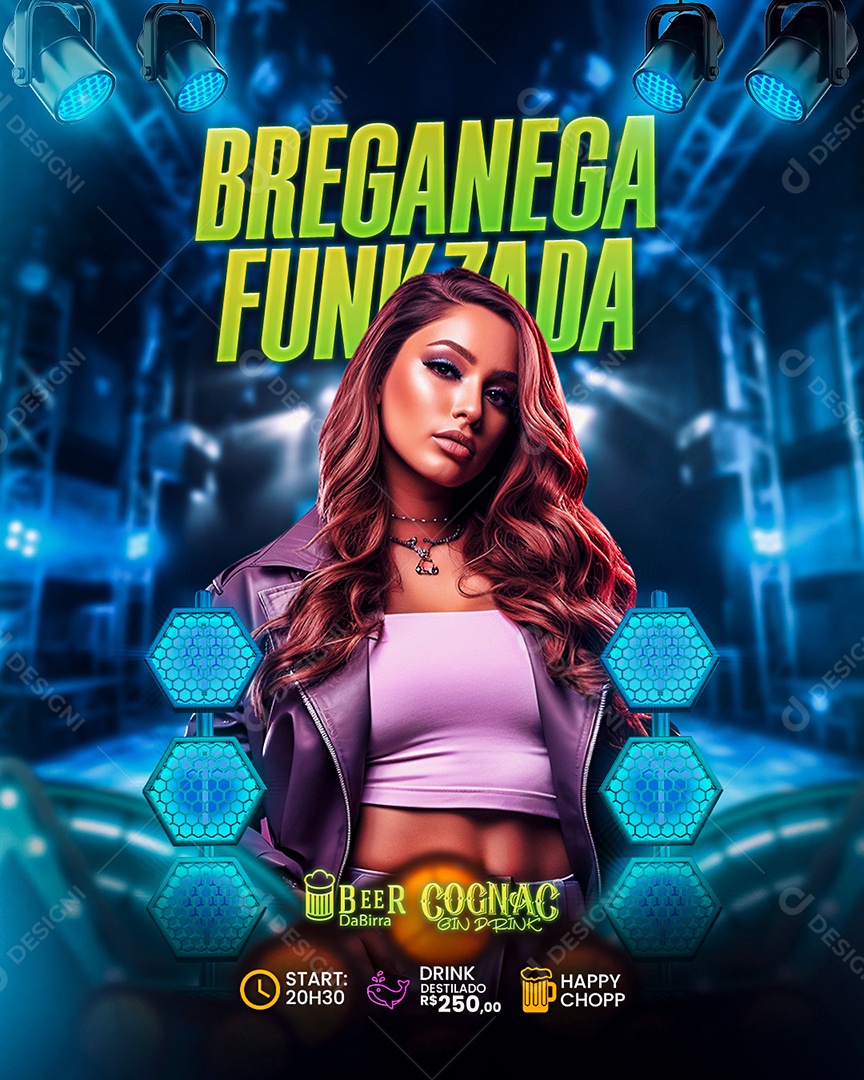 Flyer Breganega Funkzada Artista Social Media PSD Editável