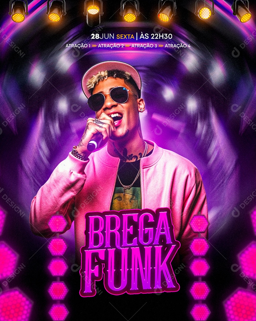 Flyer Brega Funk Artista Social Media PSD Editável