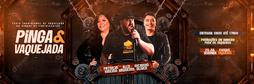 Flyer Carrossel Pinga e Vaquejada Artistas Social Media PSD Editável