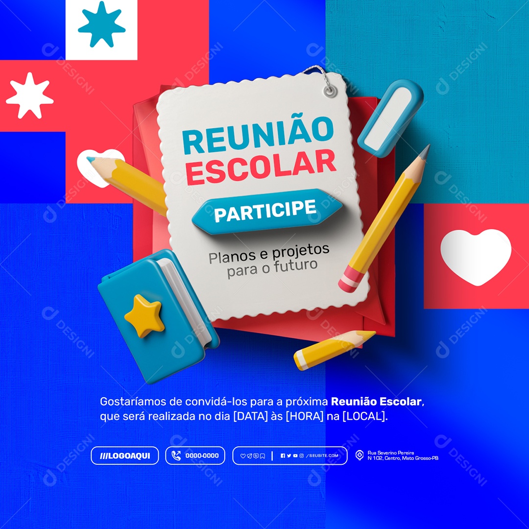 Reunião Escolar Partcipe Social Media PSD Editável