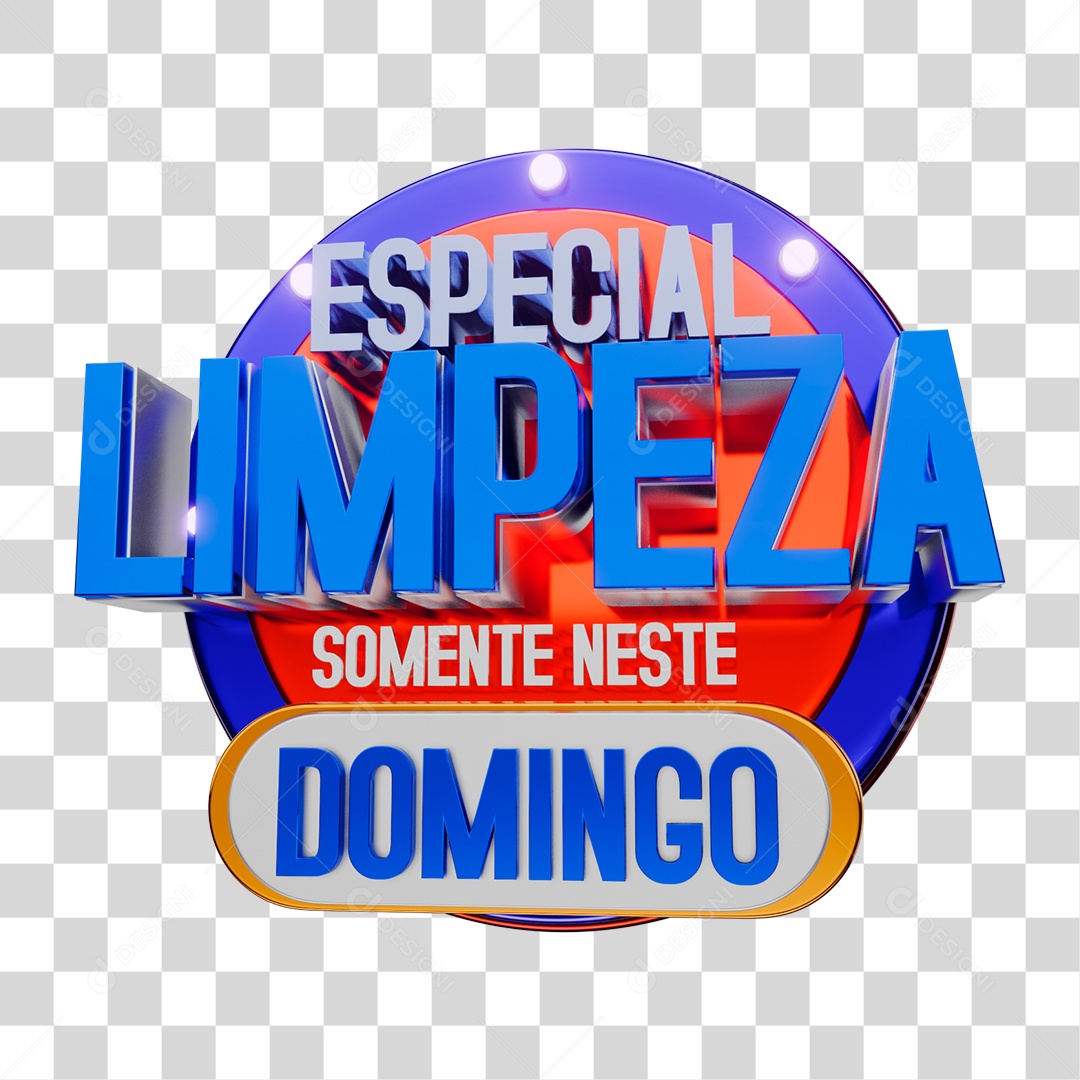 Selo 3D Especial Limpeza Domingo PNG Transparente