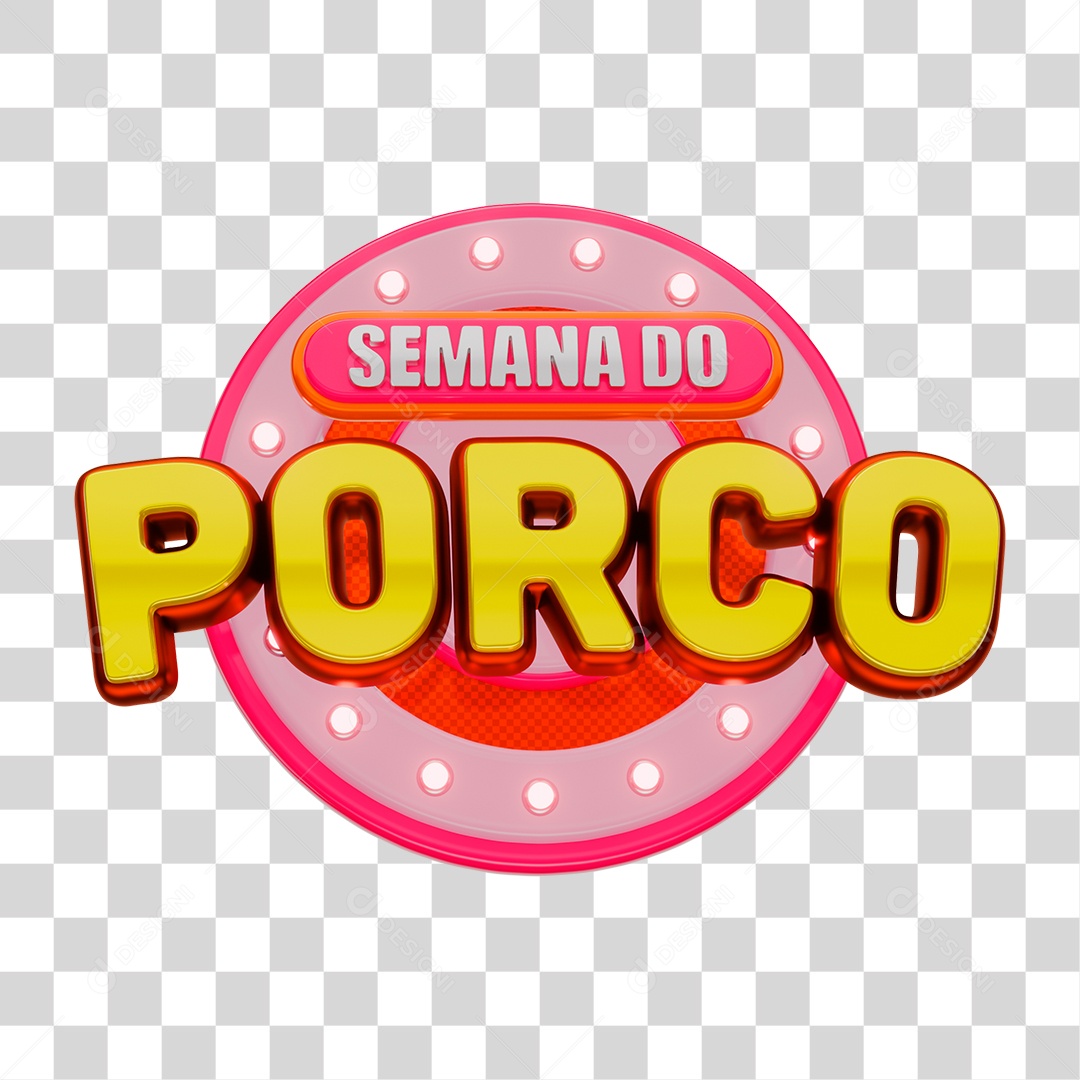 Semana do Porco Selo 3D Para Composição