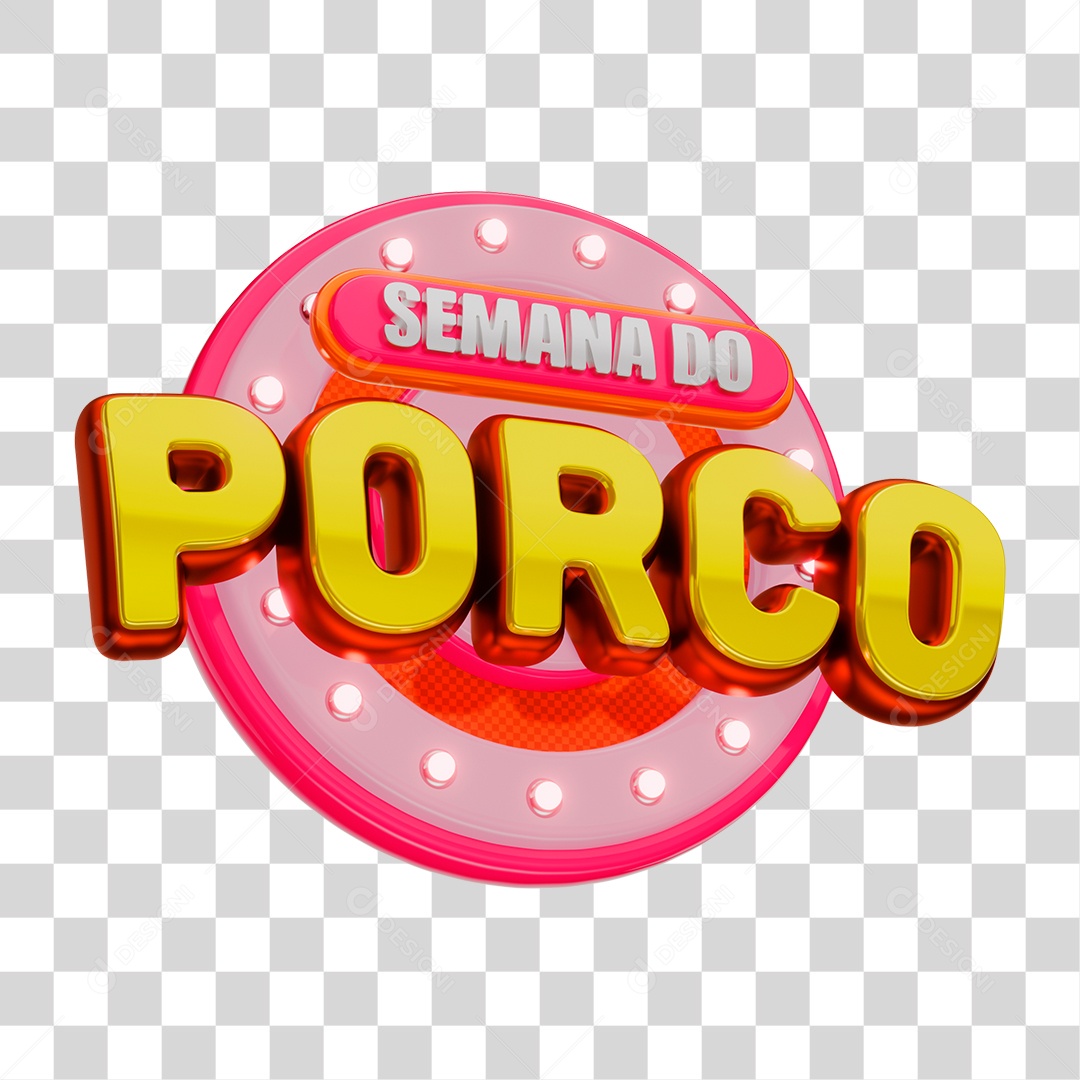 Semana do Porco Selo 3D Para Composição