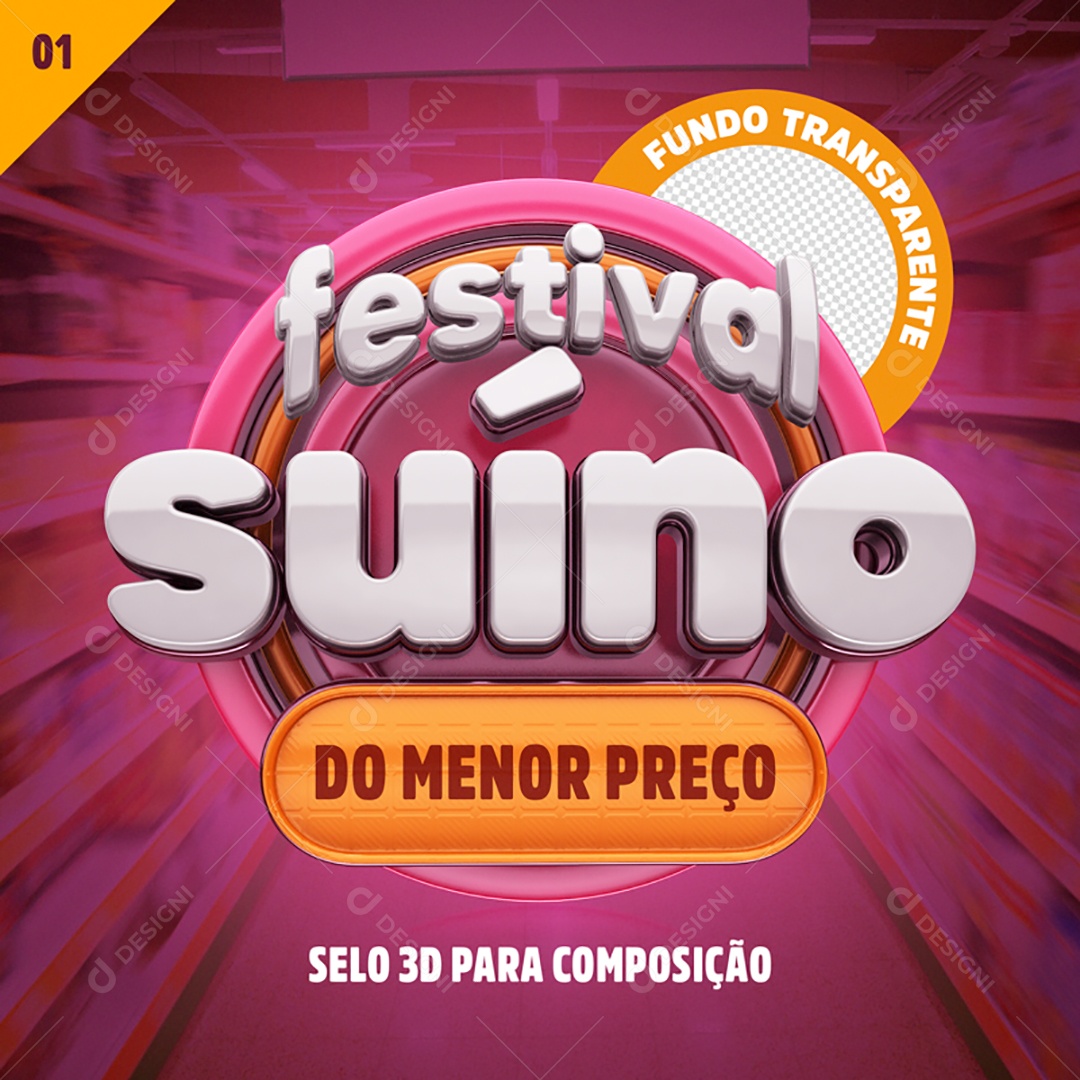 Selo 3D Festival Suino Para Composição PSD
