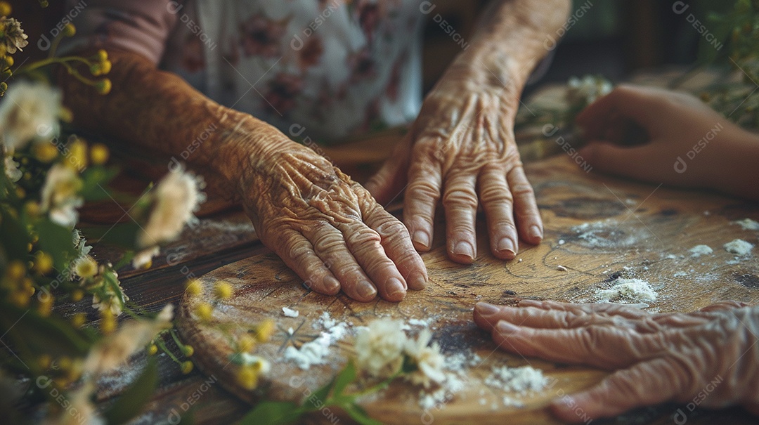Sincero comovente, o contraste entre mãos envelhecidas e mãos jovens