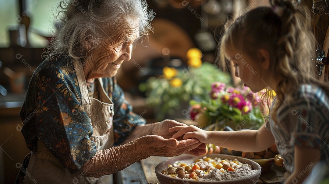 Sincero comovente, o contraste entre mãos envelhecidas e mãos jovens