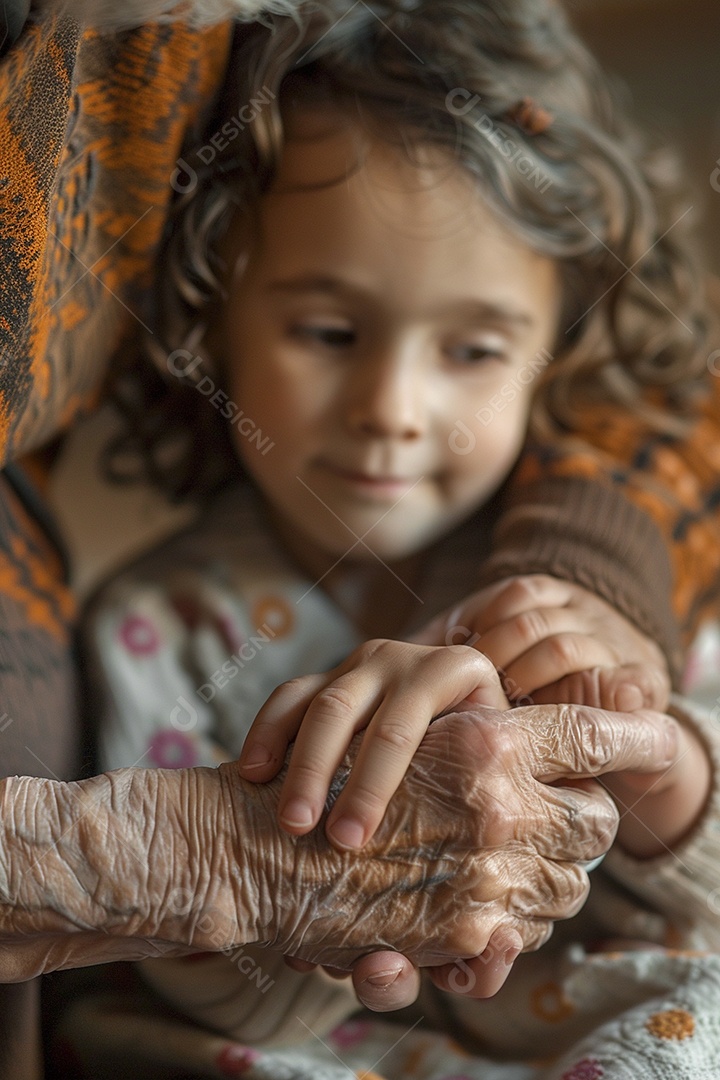 Sincero comovente, o contraste entre mãos envelhecidas e mãos jovens