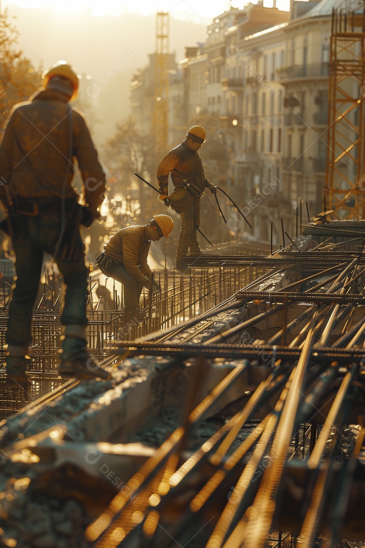 Trabalhadores em um canteiro de obras