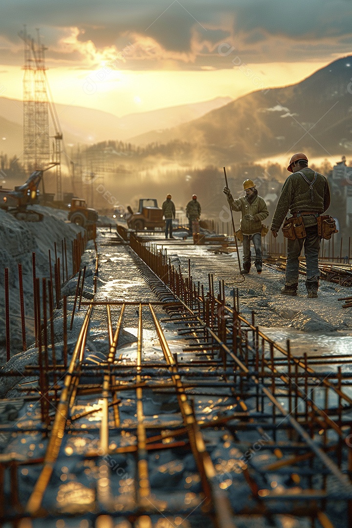 Trabalhadores em um canteiro de obras