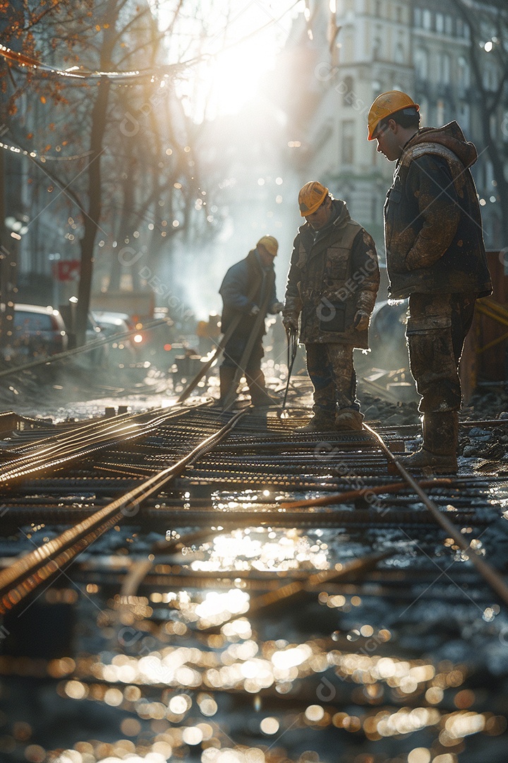 Trabalhadores em um canteiro de obras