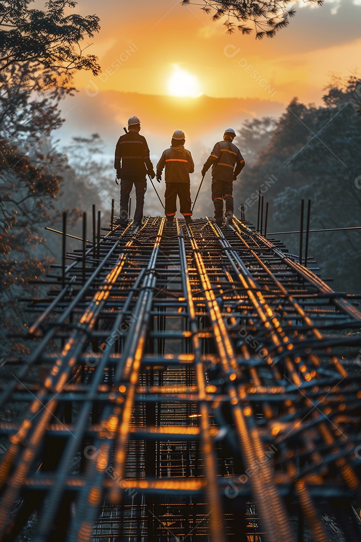 Trabalhadores em um canteiro de obras
