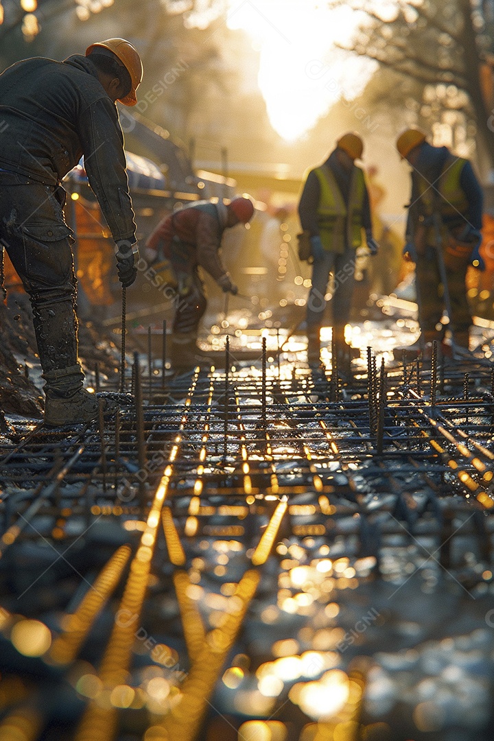 Trabalhadores em um canteiro de obras