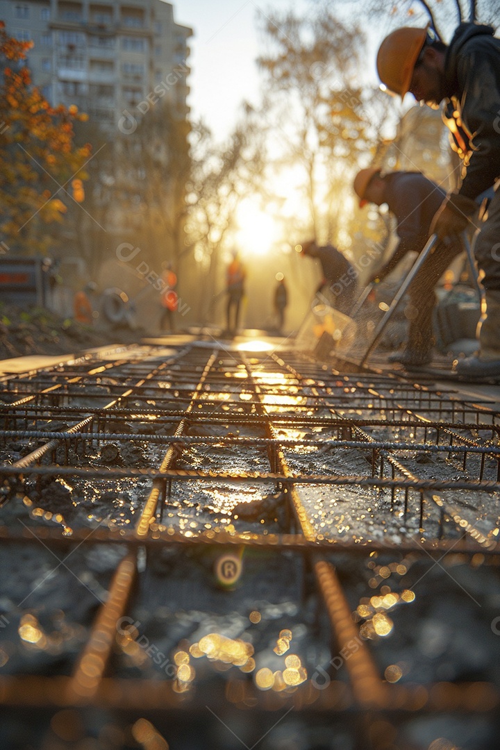 Trabalhadores em um canteiro de obras