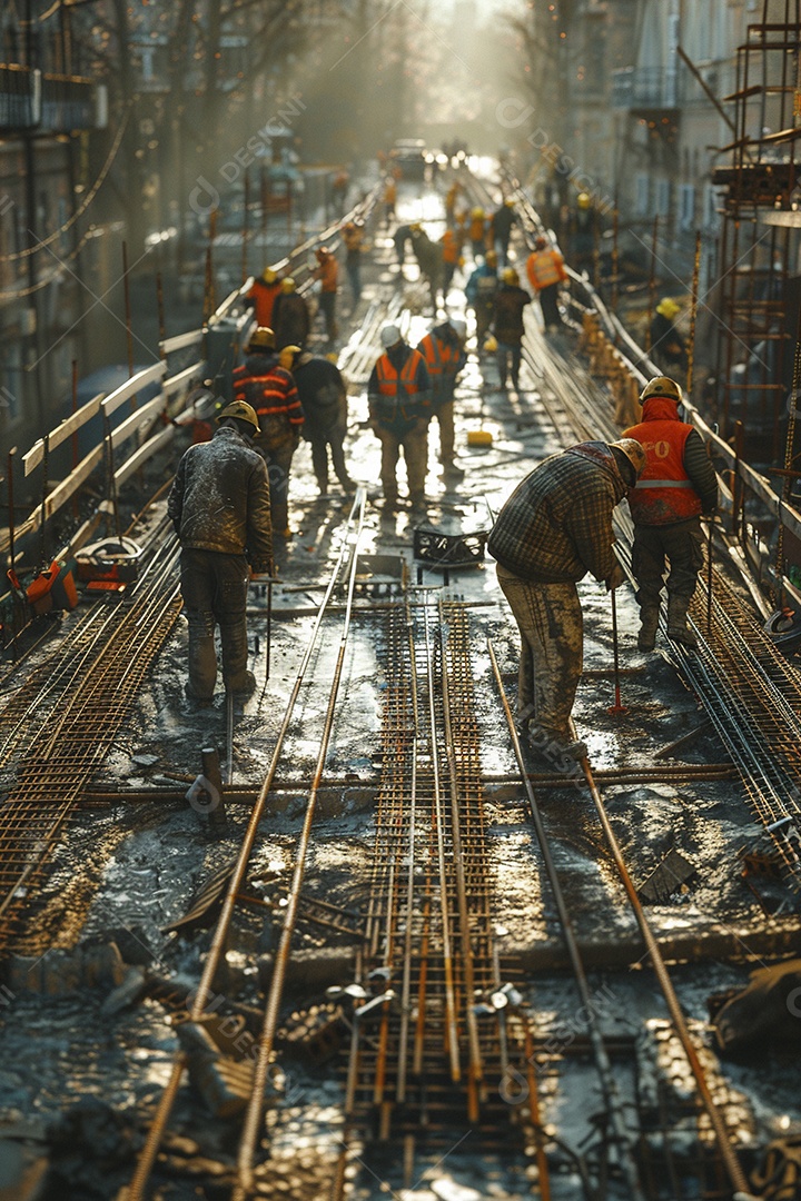 Trabalhadores em um canteiro de obras