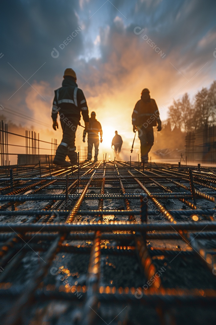 Trabalhadores em um canteiro de obras
