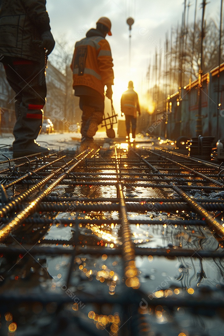 Trabalhadores em um canteiro de obras