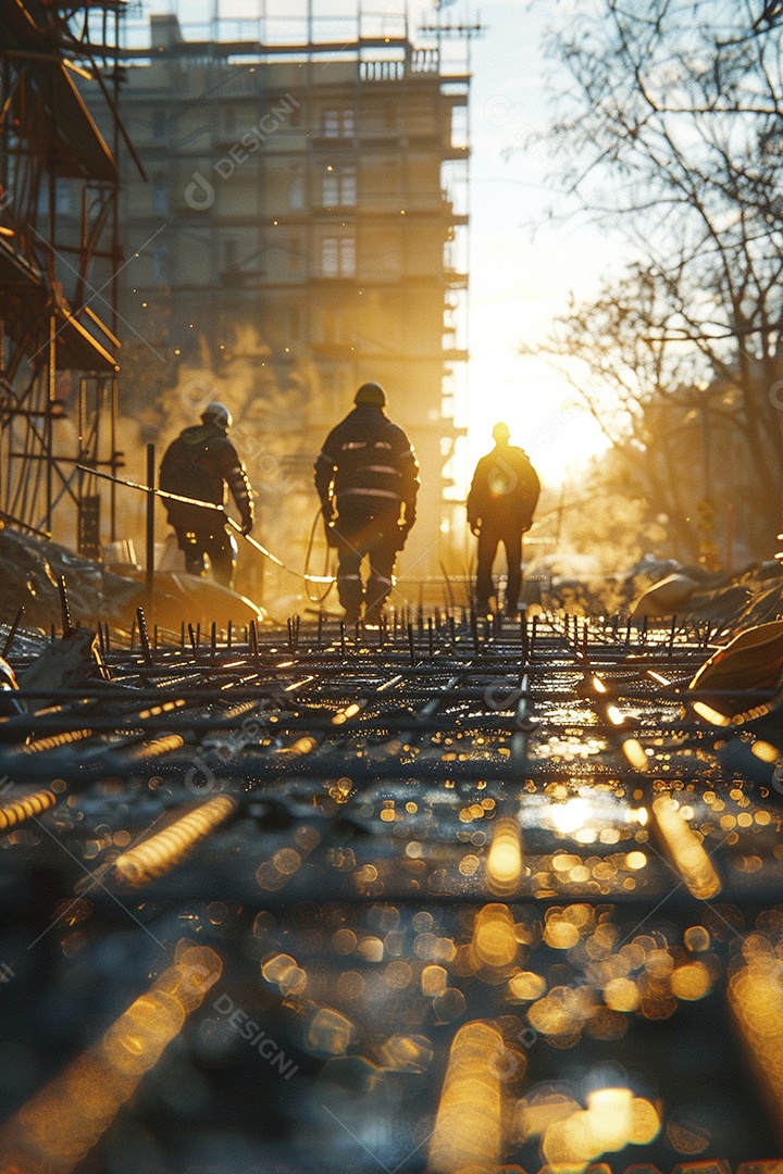 Trabalhadores em um canteiro de obras