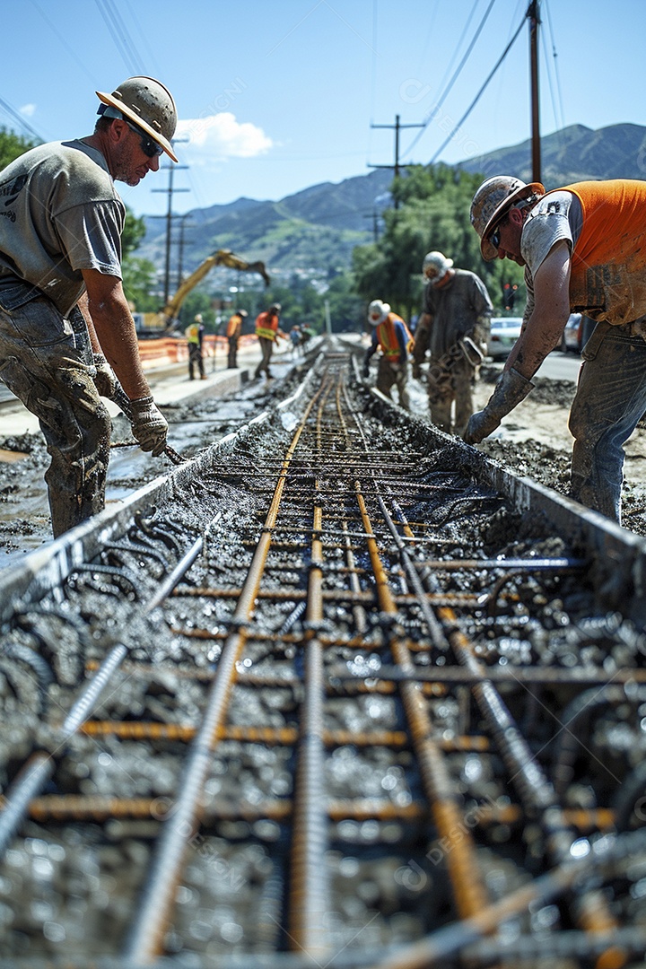 Trabalhadores em um canteiro de obras