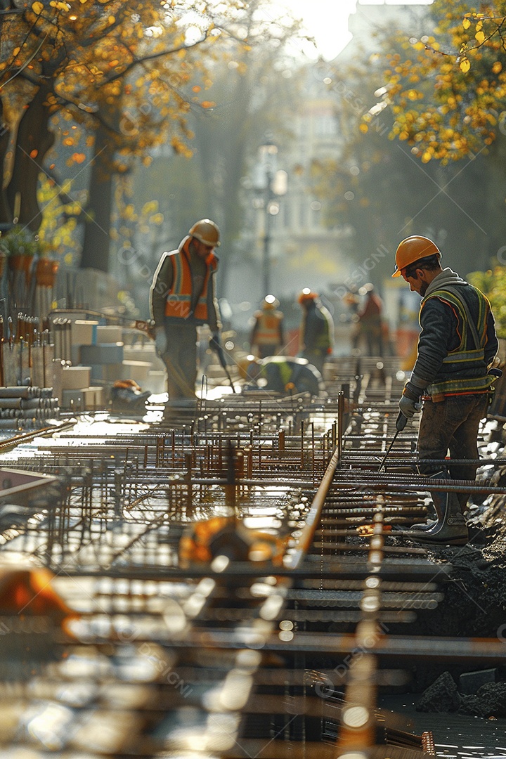 Trabalhadores em um canteiro de obras