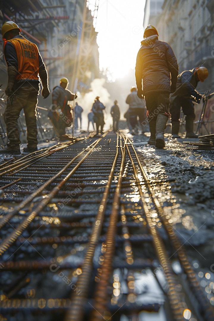 Trabalhadores em um canteiro de obras