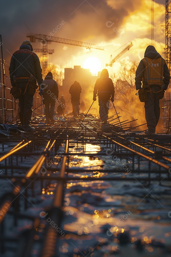 Trabalhadores em um canteiro de obras