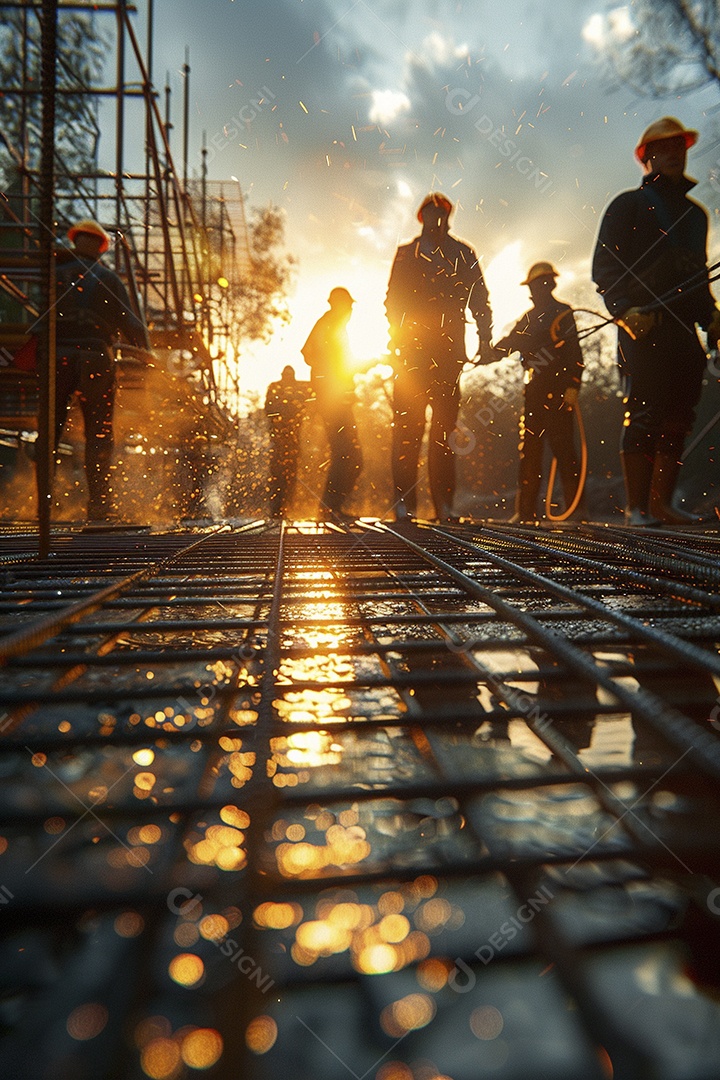 Trabalhadores em um canteiro de obras