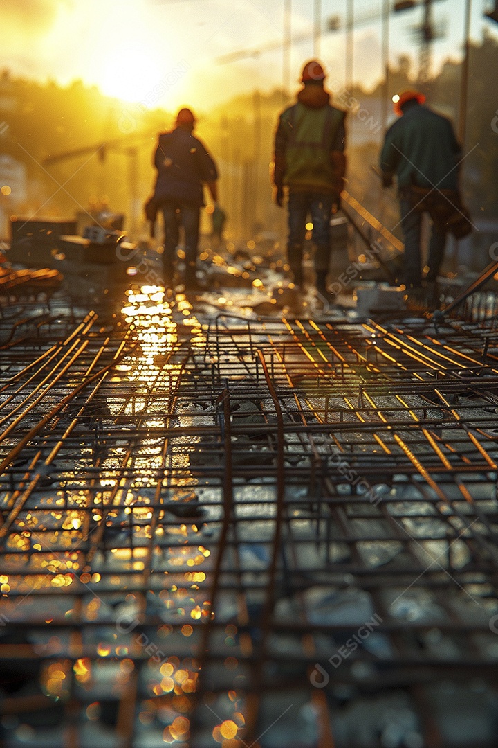 Trabalhadores em um canteiro de obras