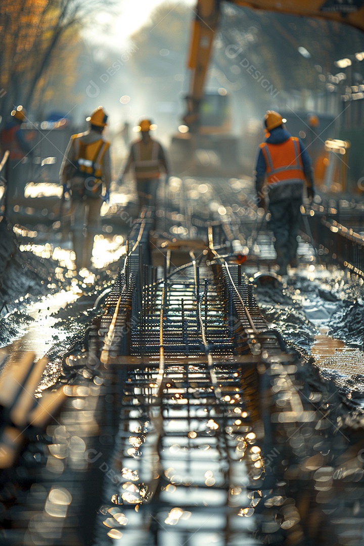 Trabalhadores em um canteiro de obras