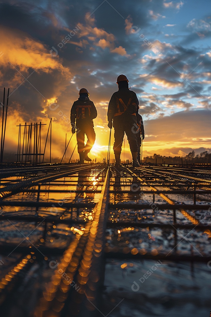 Trabalhadores em um canteiro de obra