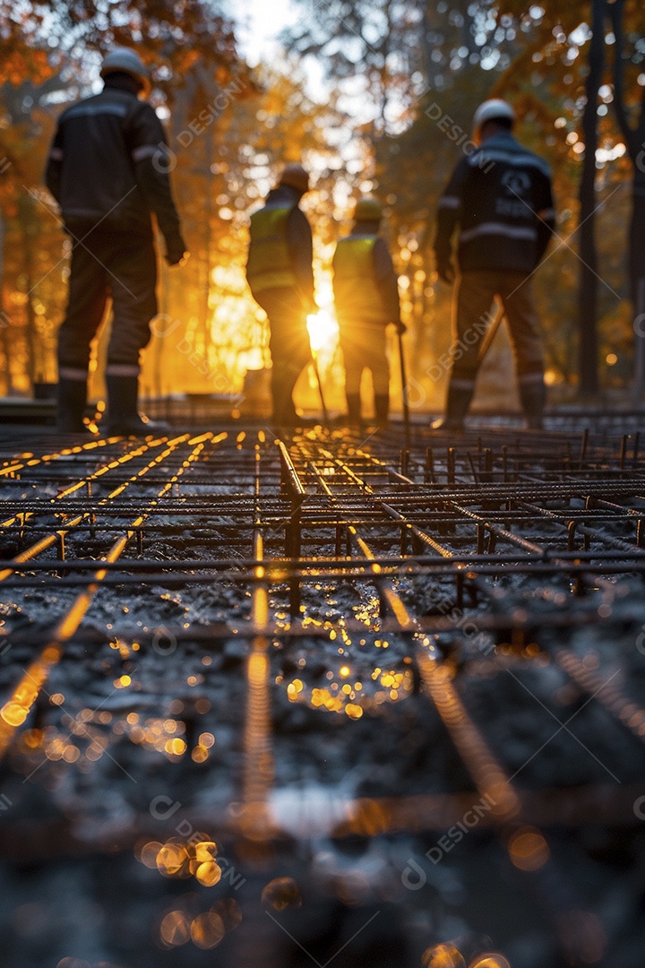 Trabalhadores em um canteiro de obras