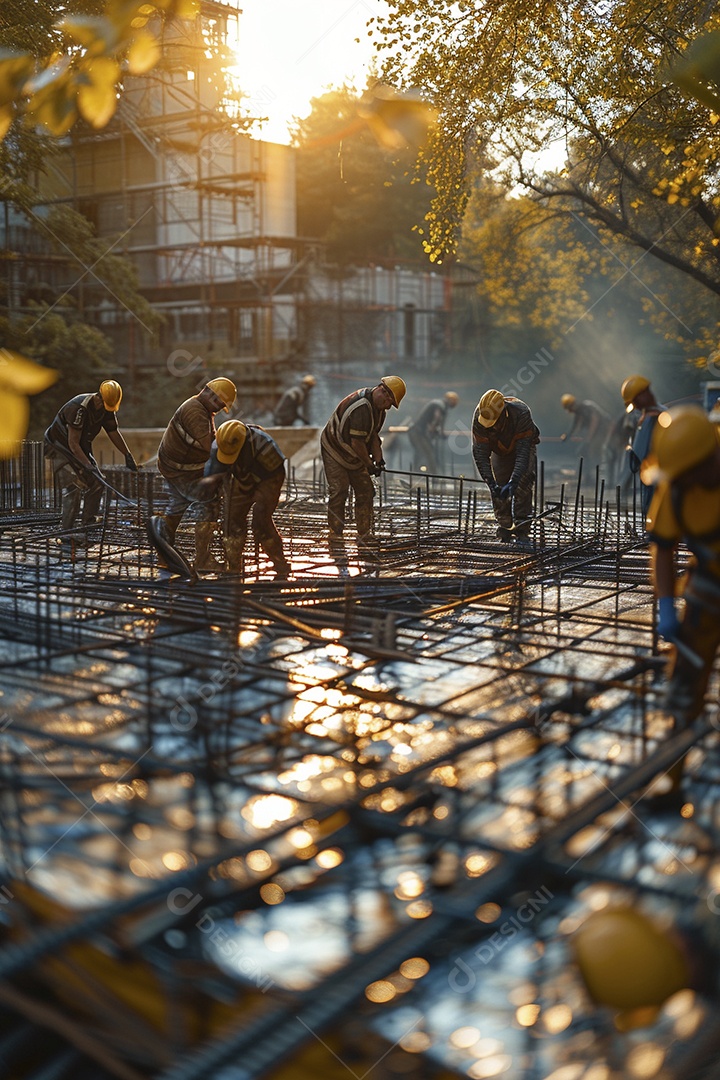 Trabalhadores em um canteiro de obras