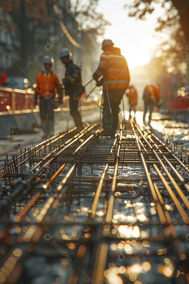 Trabalhadores em um canteiro de obras