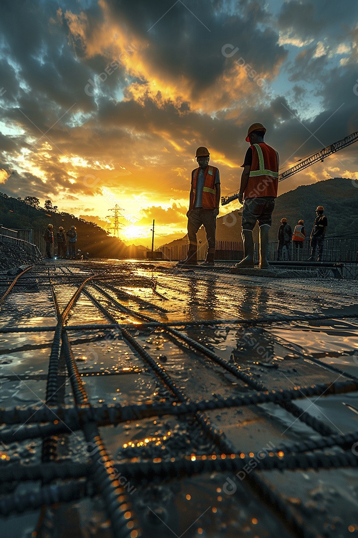 Trabalhadores em um canteiro de obras