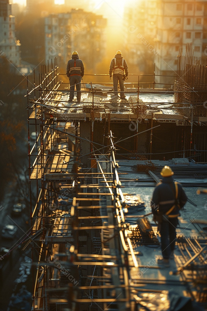 Trabalhadores em um canteiro de obras