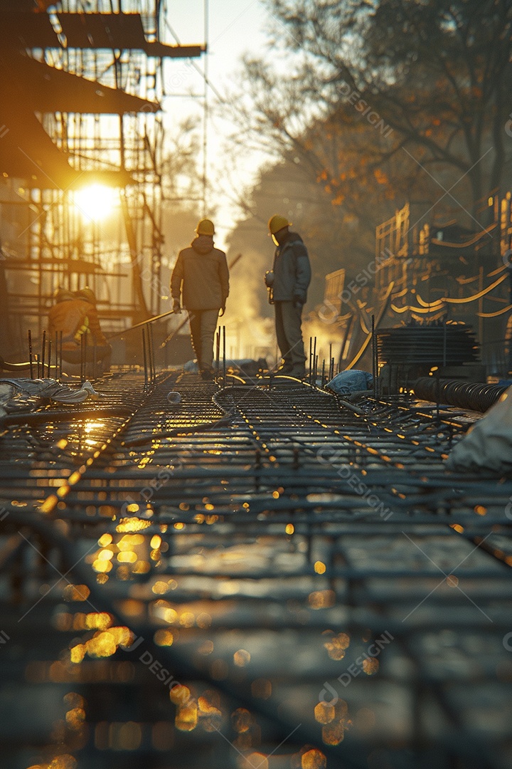 Trabalhadores em um canteiro de obras