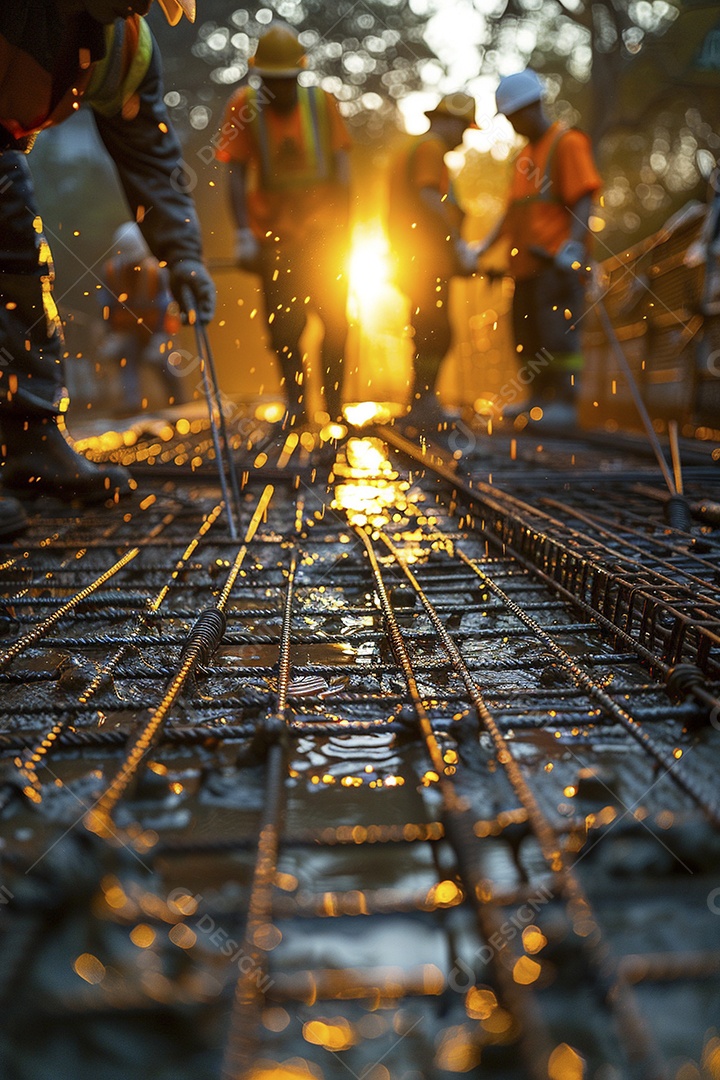 Trabalhadores em um canteiro de obras